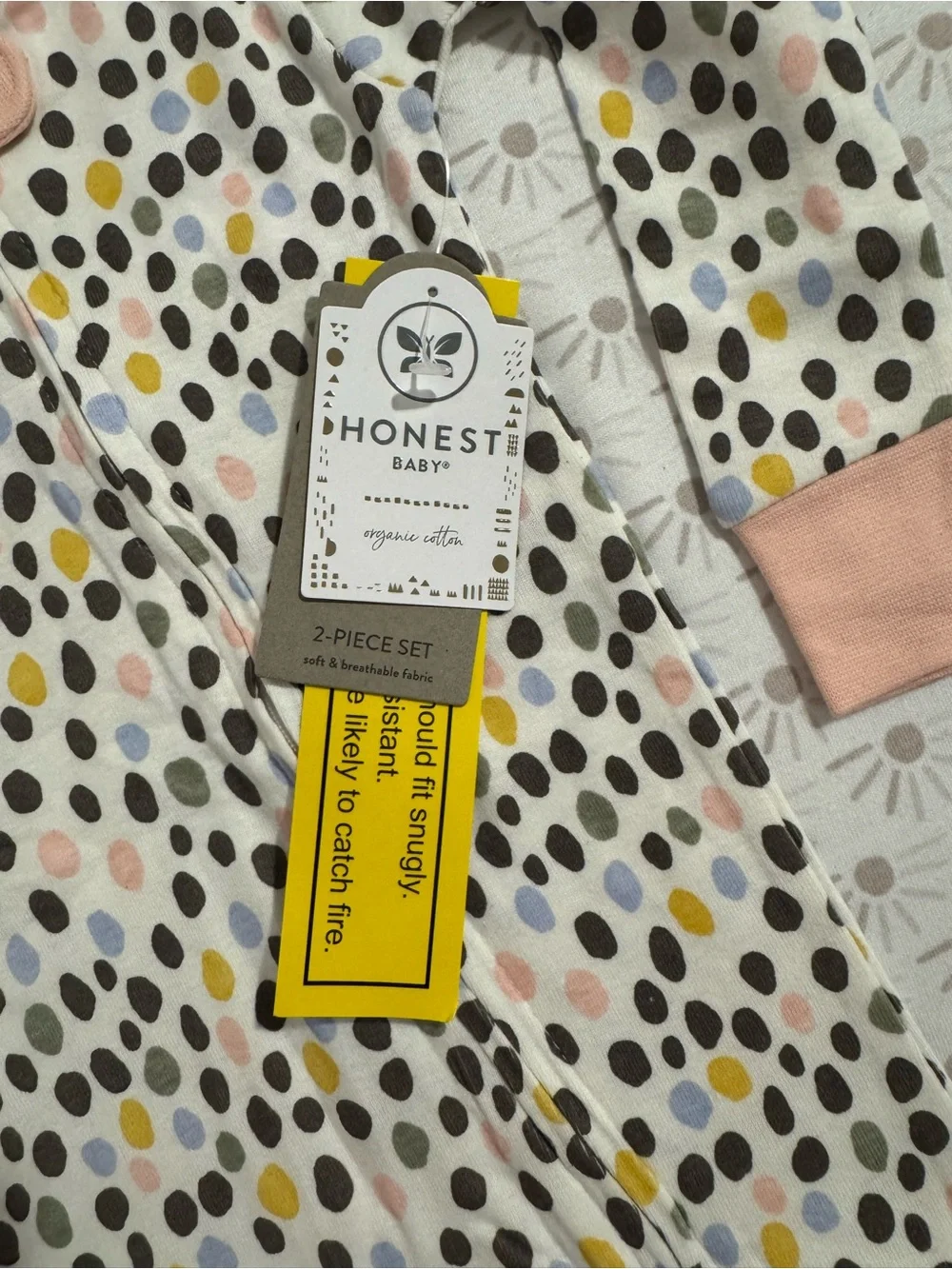 NWT 2 Piece set Honest Co. Baby Footed Sleepers - Pink & Multi Dot